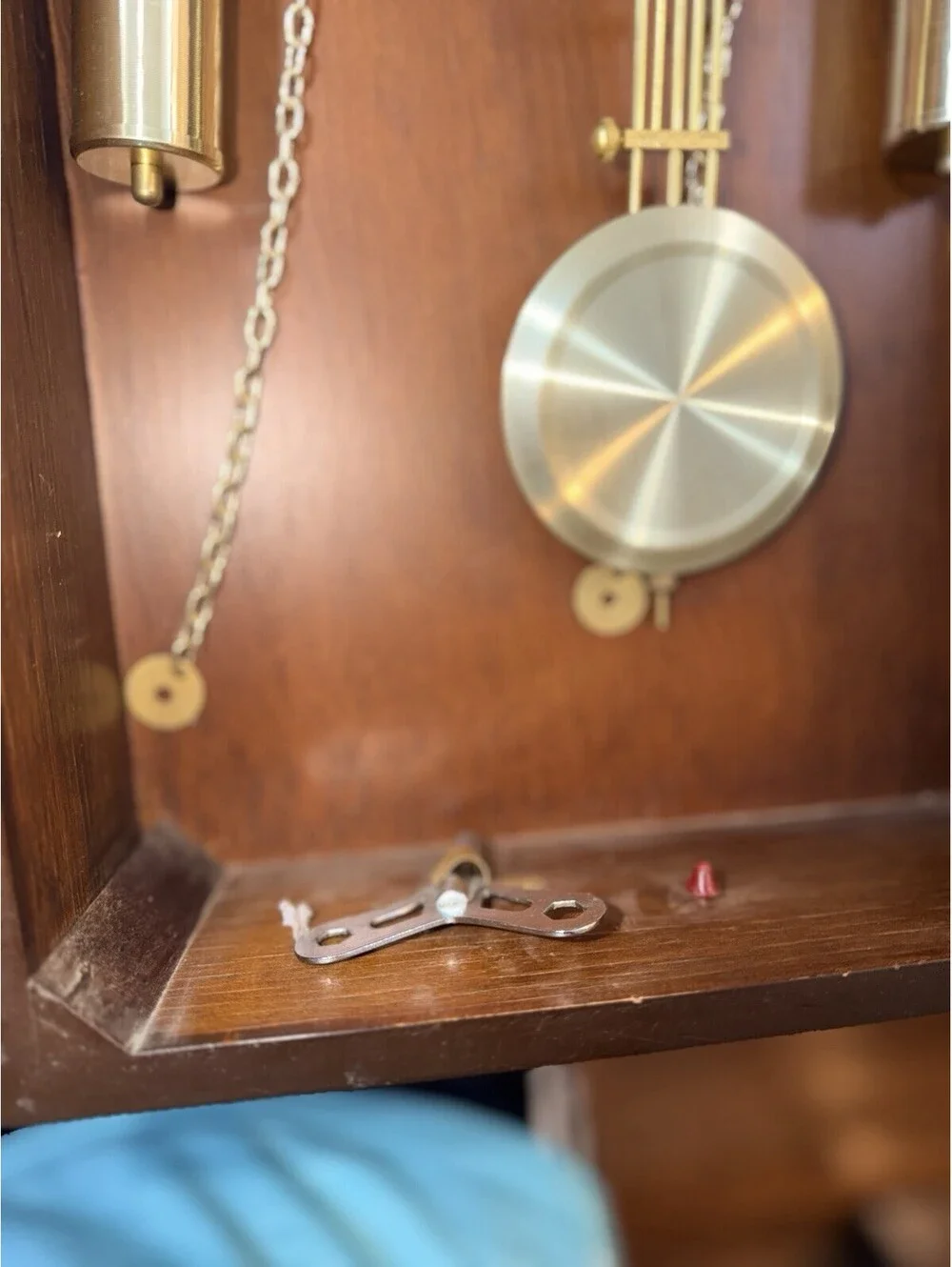 Waltham 31 Day Chime Wall Clock Driven Pendulum Works Key